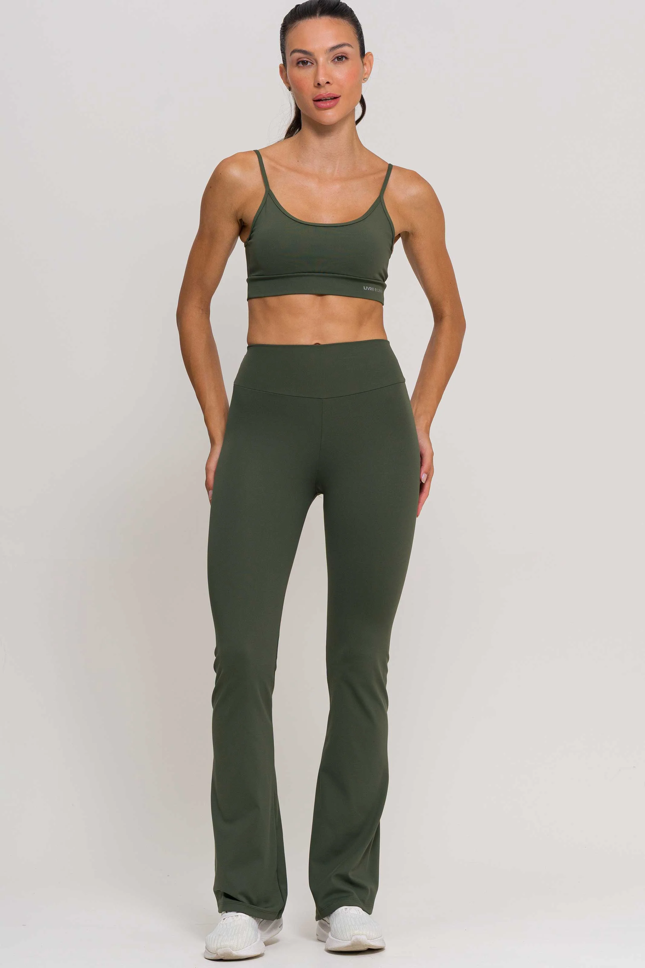 Calça Flare de Poliamida Verde - Image 4