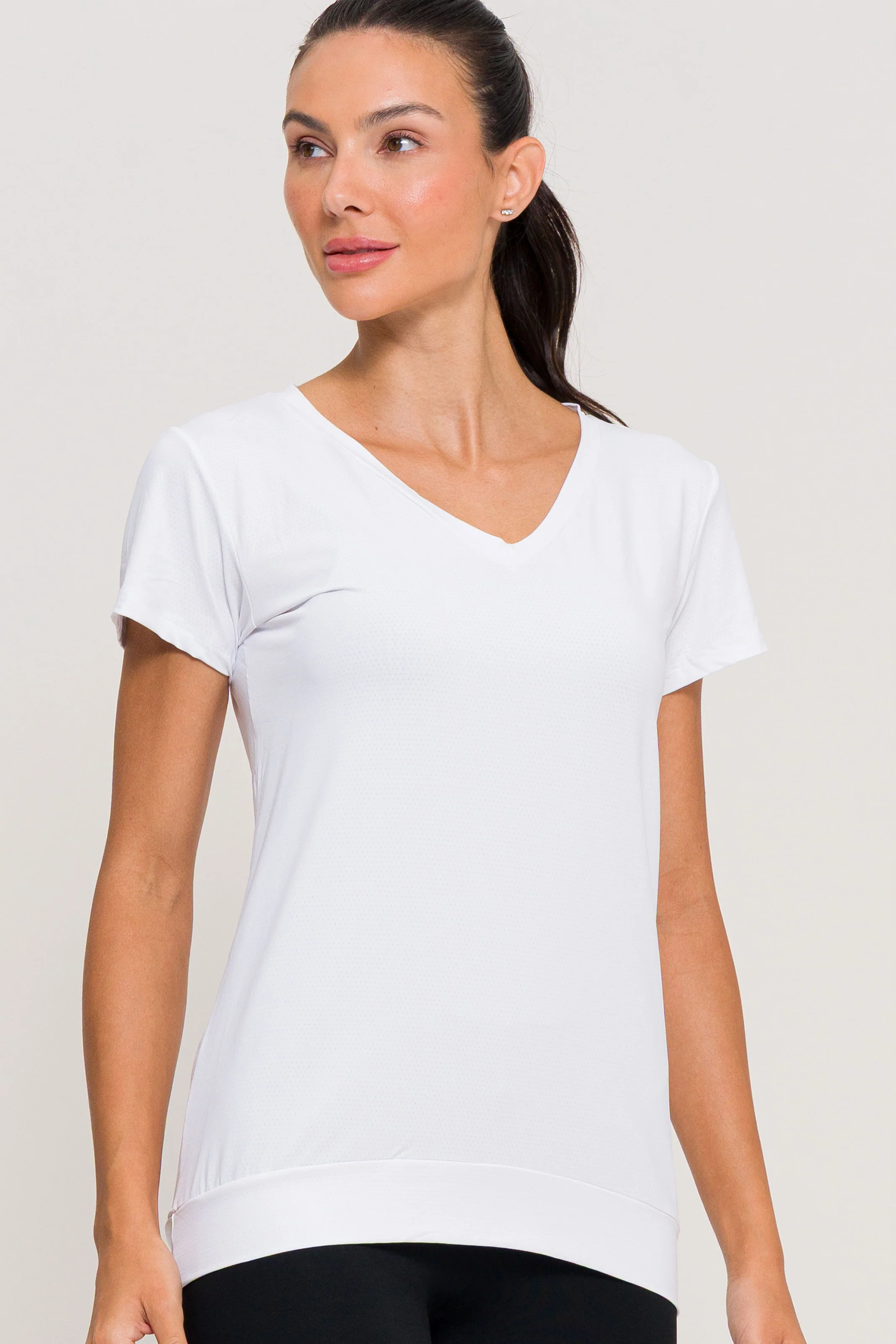 Blusa de Poliamida Gola V Branca - Image 3