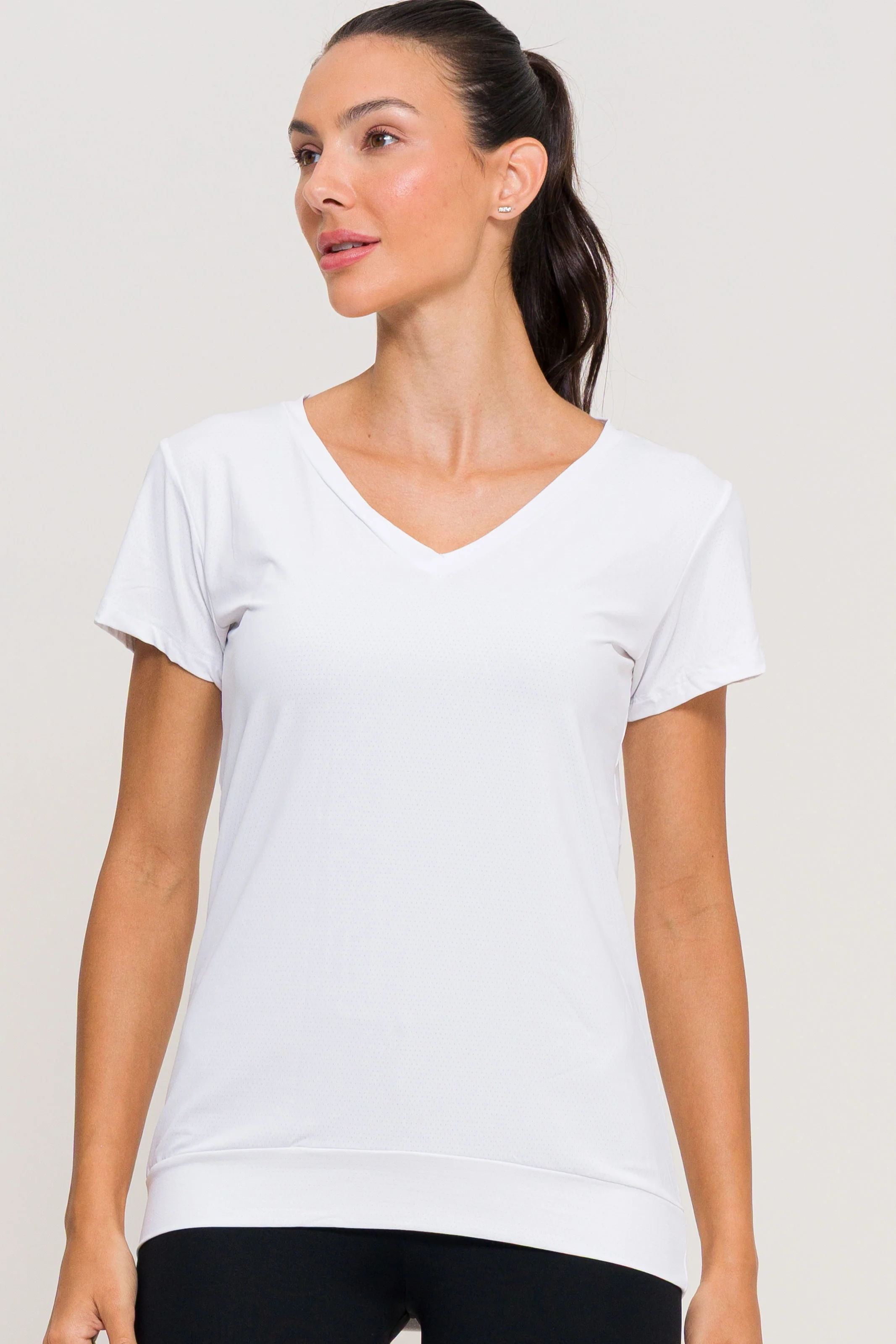 Blusa de Poliamida Gola V Branca - Image 4