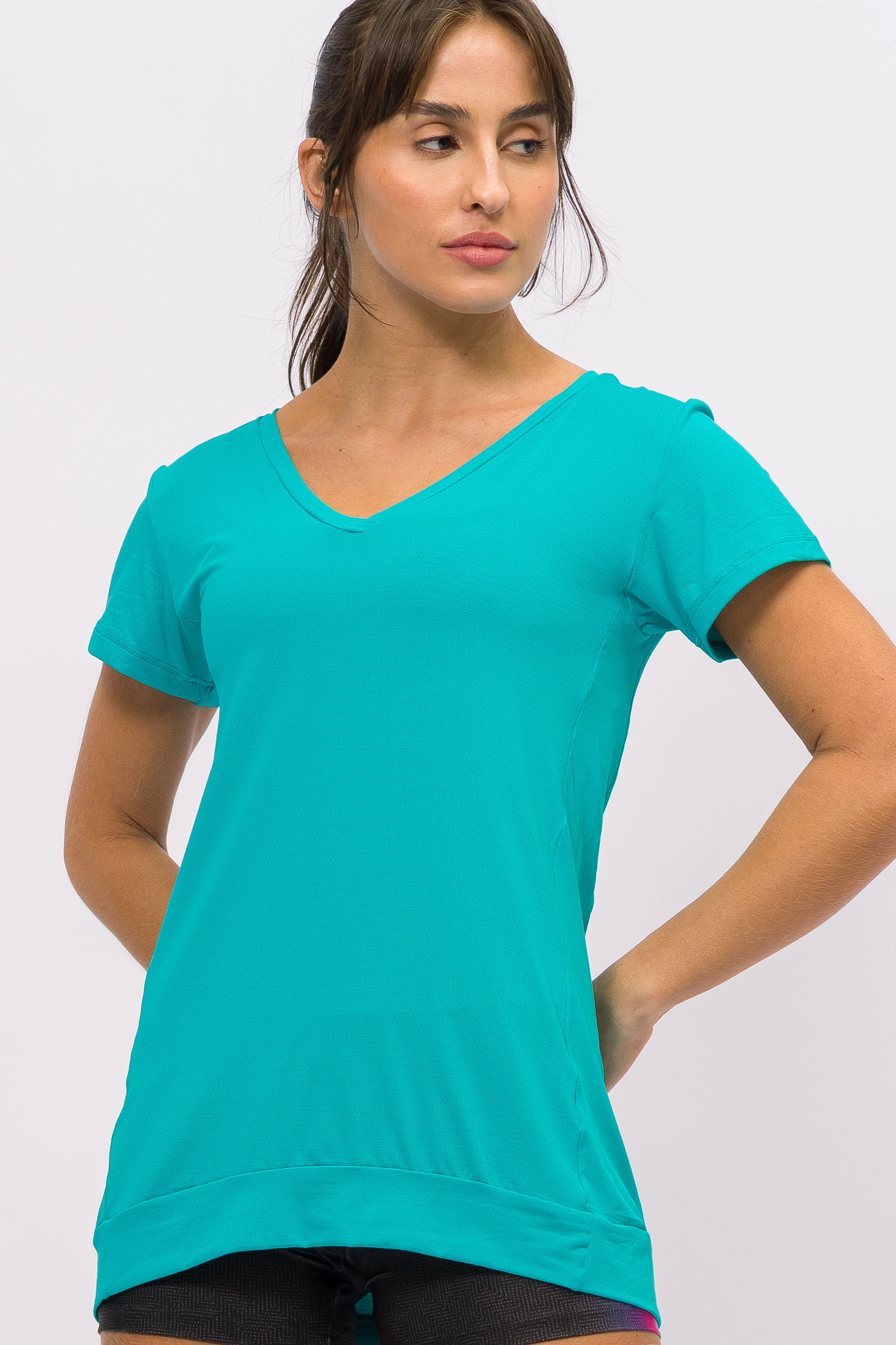 Blusa de Poliamida com Gola V Verde - Image 3