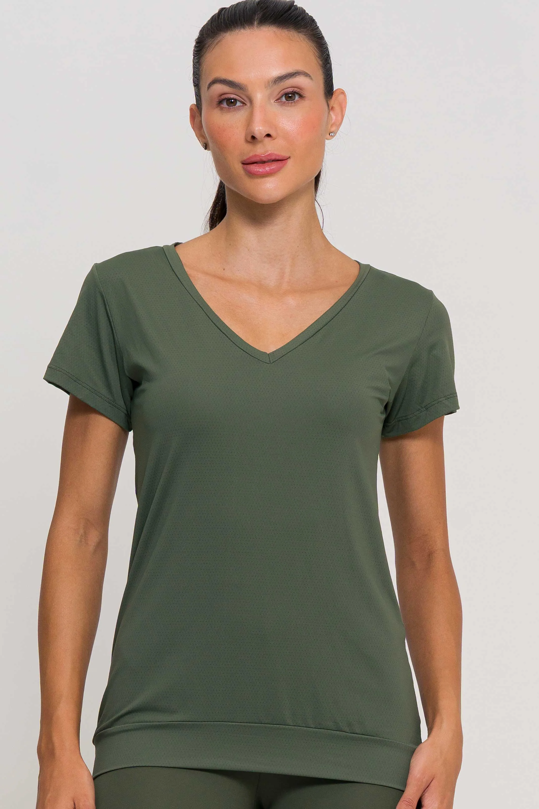 Blusa de Poliamida Gola V Verde - Image 2