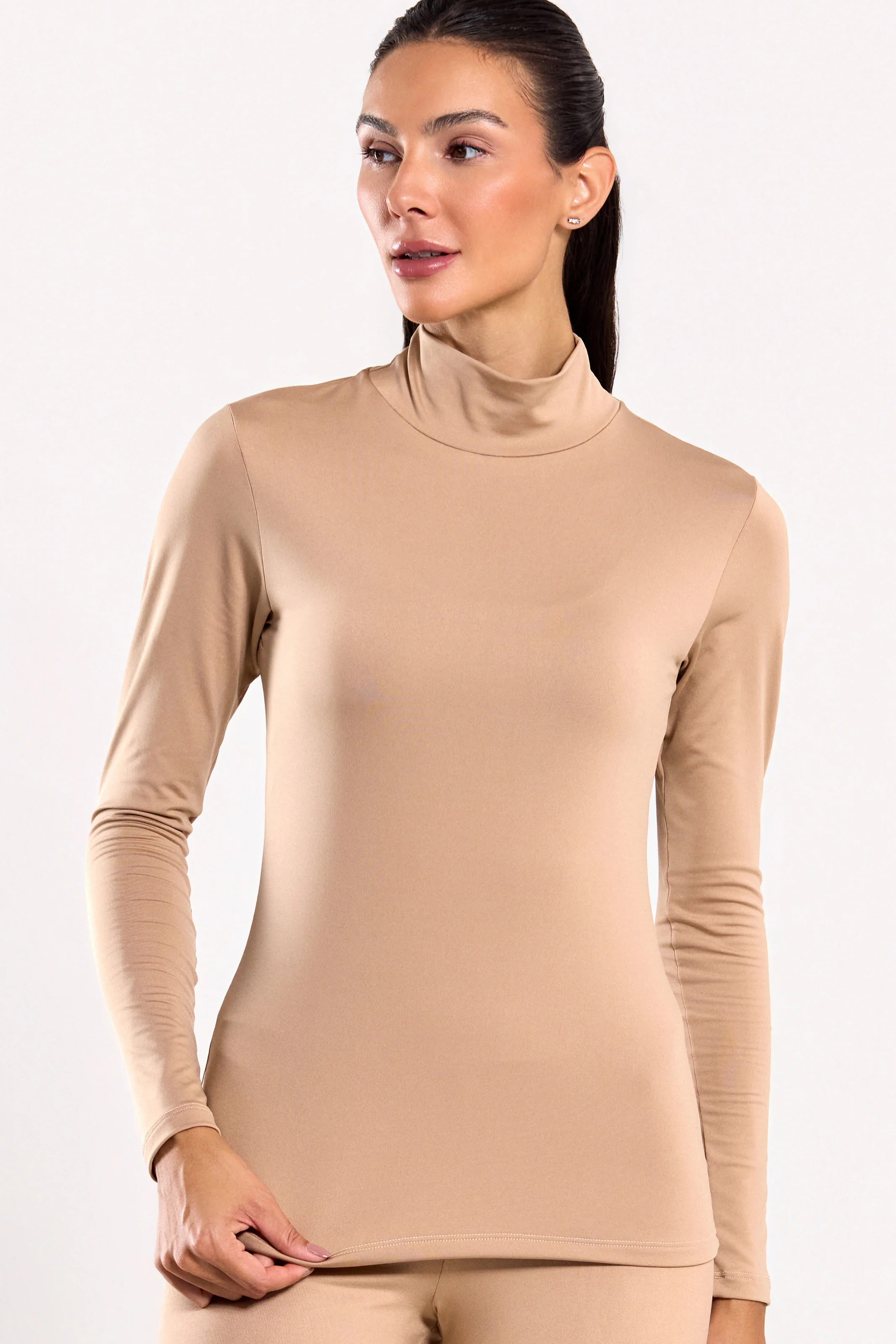 Blusa Térmica Gola Alta Bege
