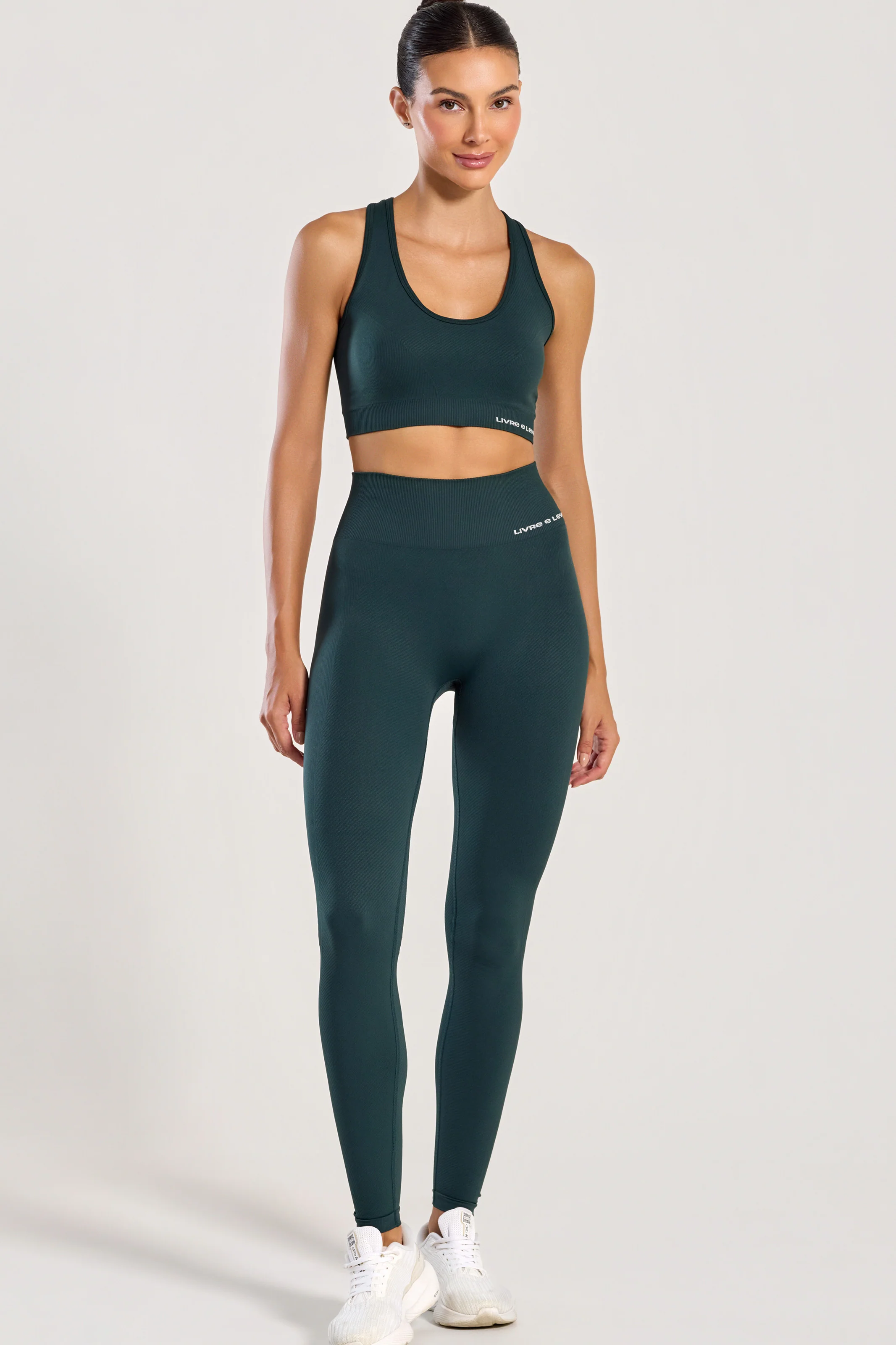 Conjunto Top Nadador e Legging Sem Costura Verde - Image 2