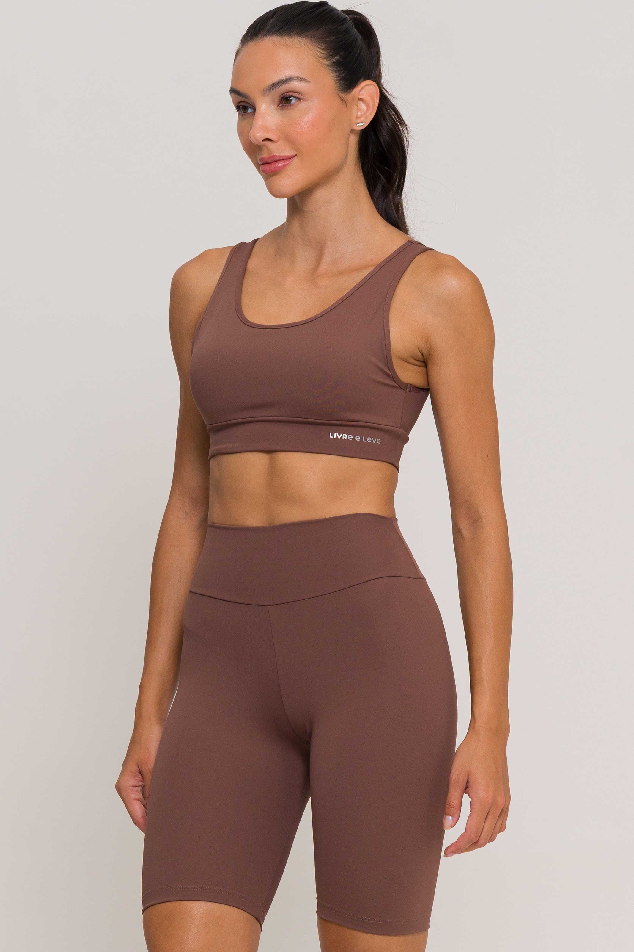 Conjunto Top Regata e Bermuda Poliamida Marrom - Image 2