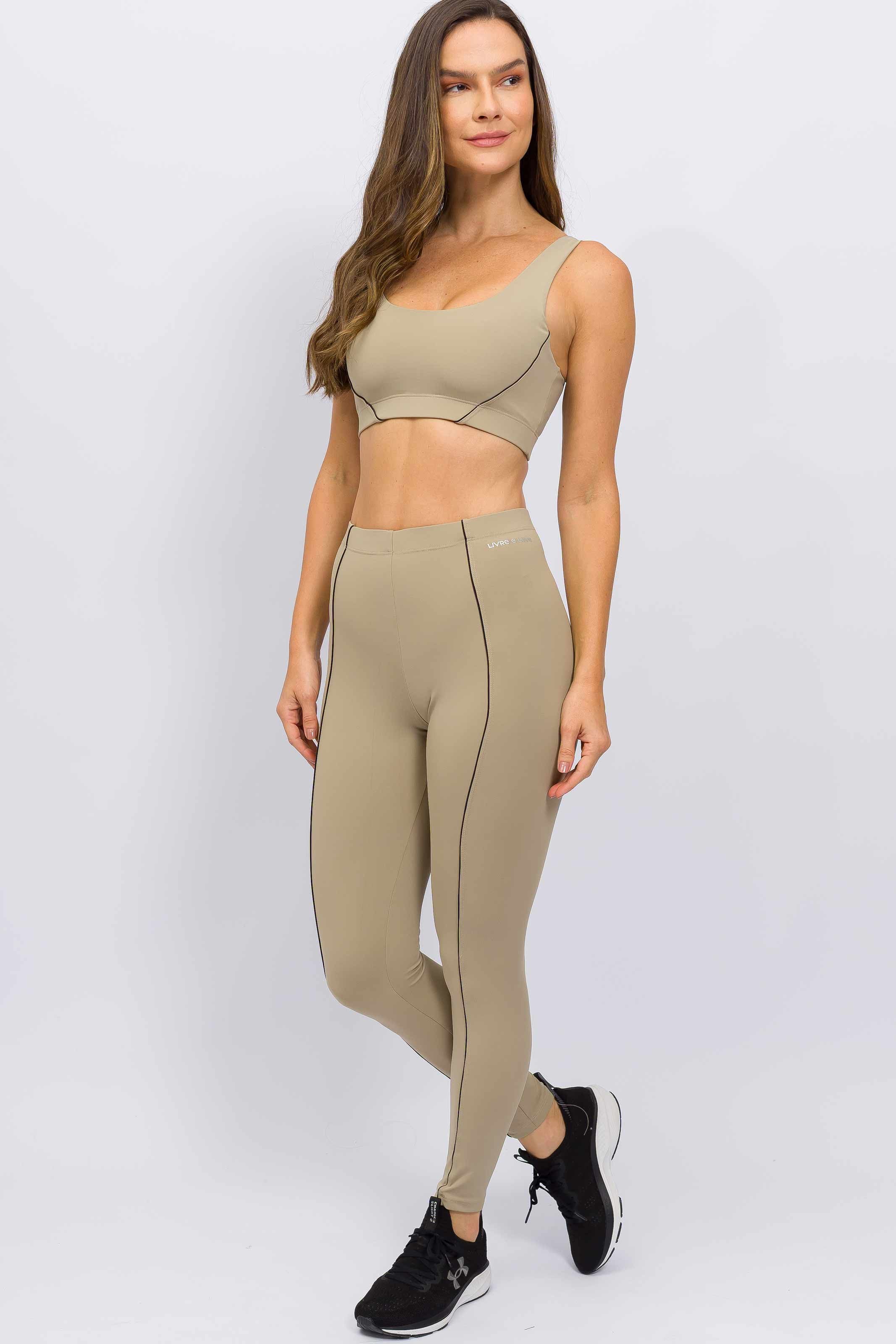 Conjunto Top Regata e Legging Cós Elástico Bege - Image 2