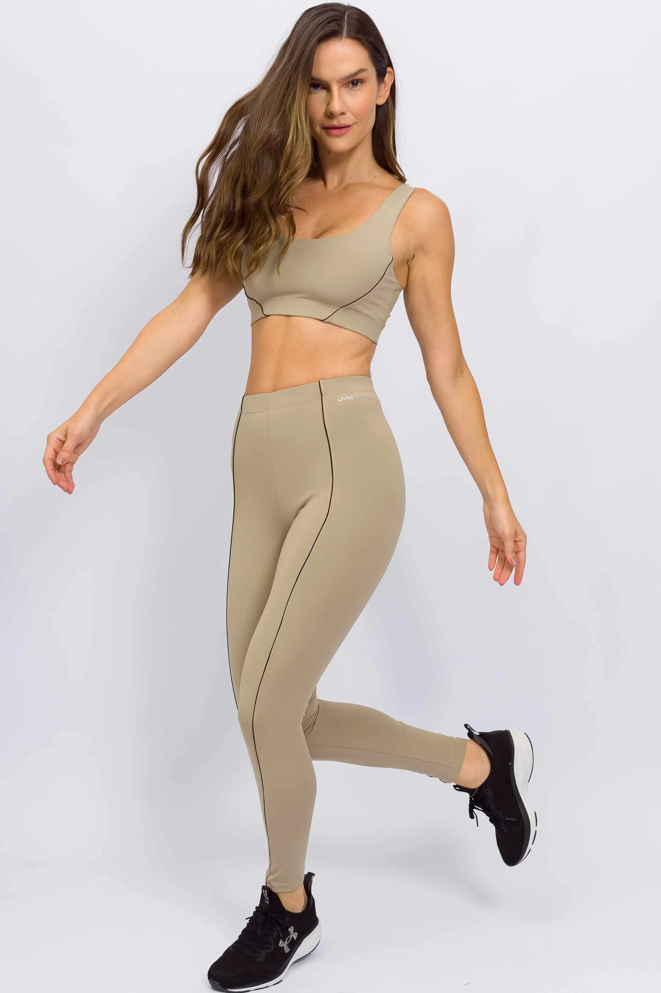 Conjunto Top Regata e Legging Cós Elástico Bege - Image 6
