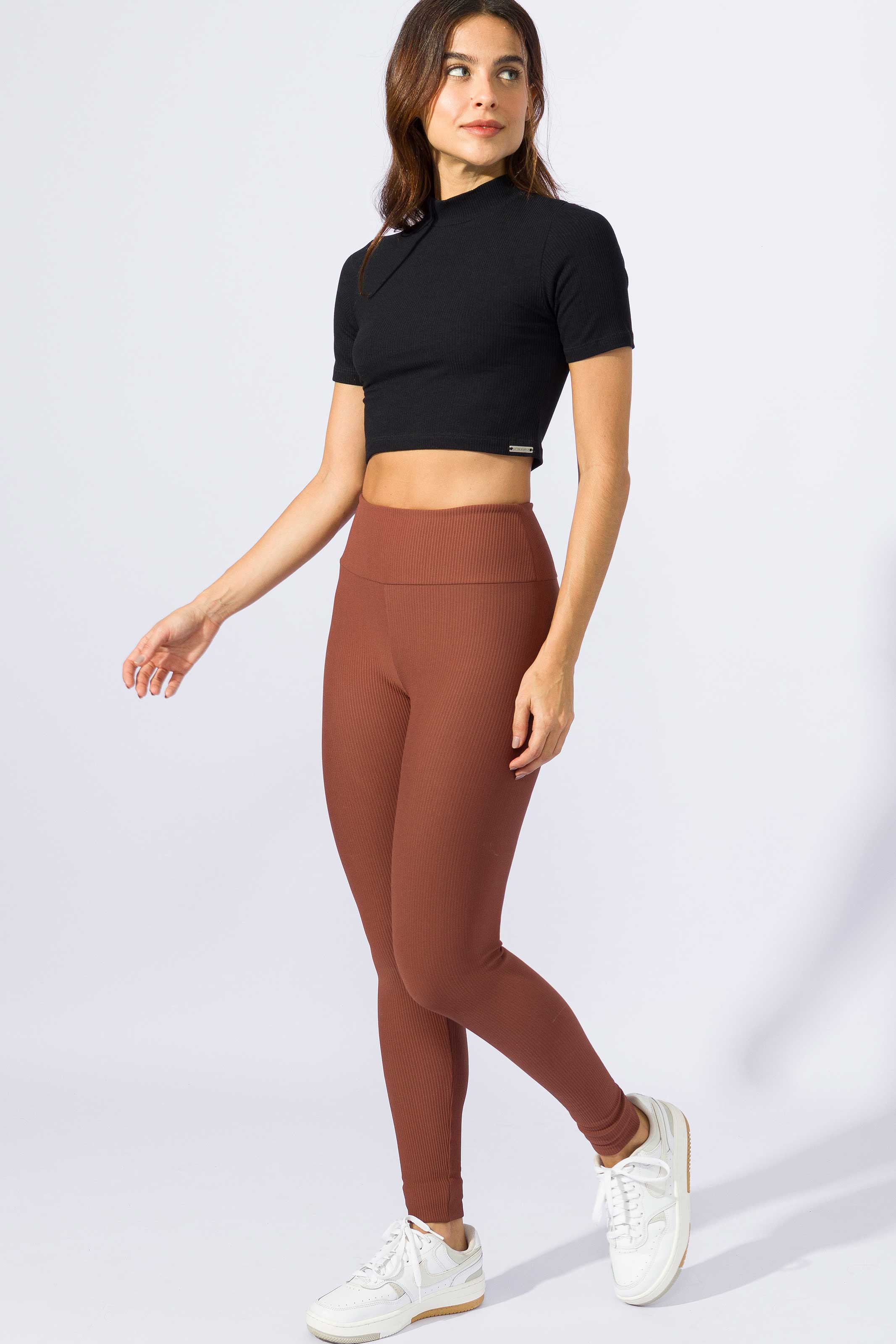 Cropped Canelado com Gola Alta Preto - Image 5