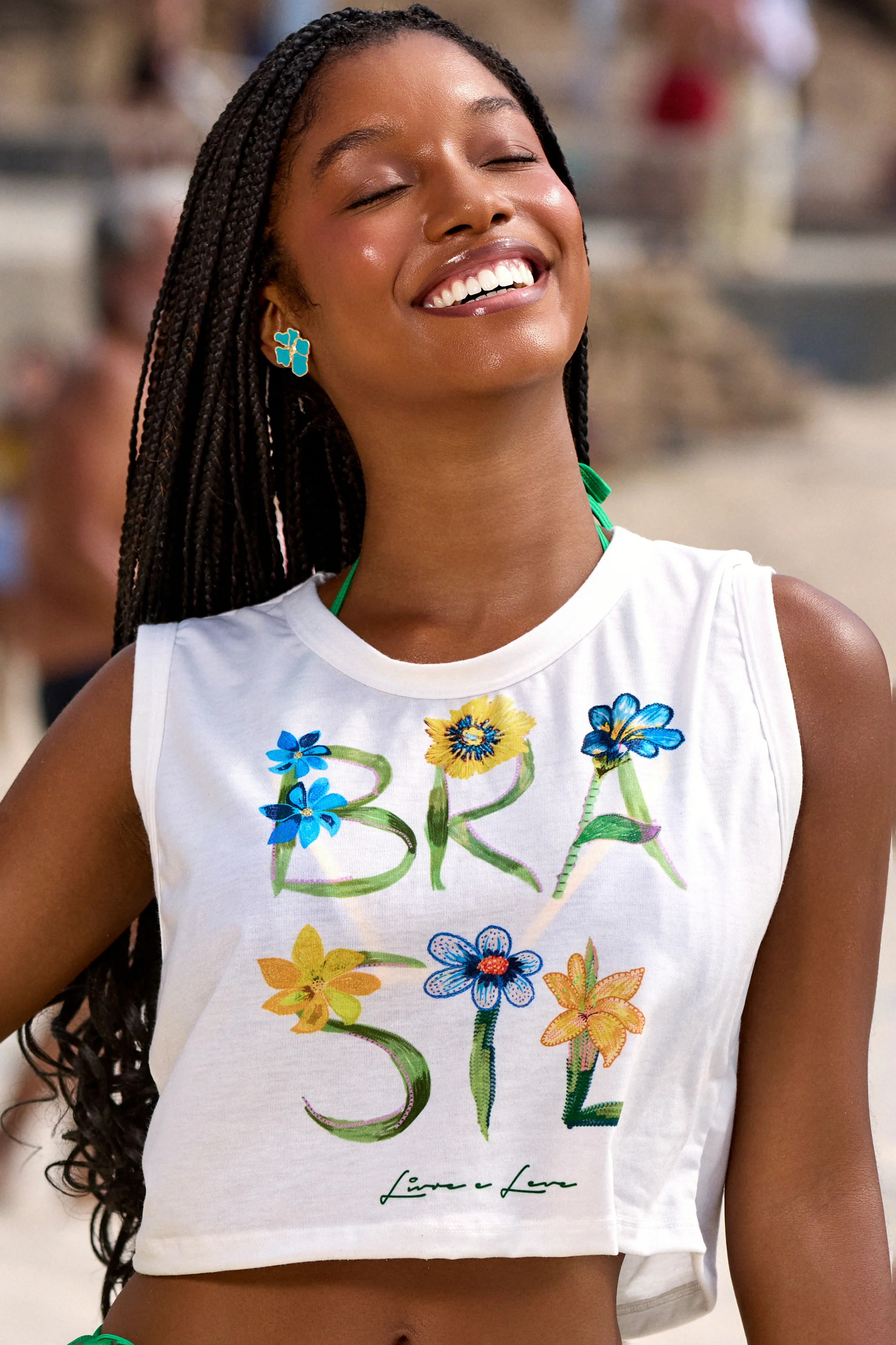 Cropped Estampado Flor Brasil