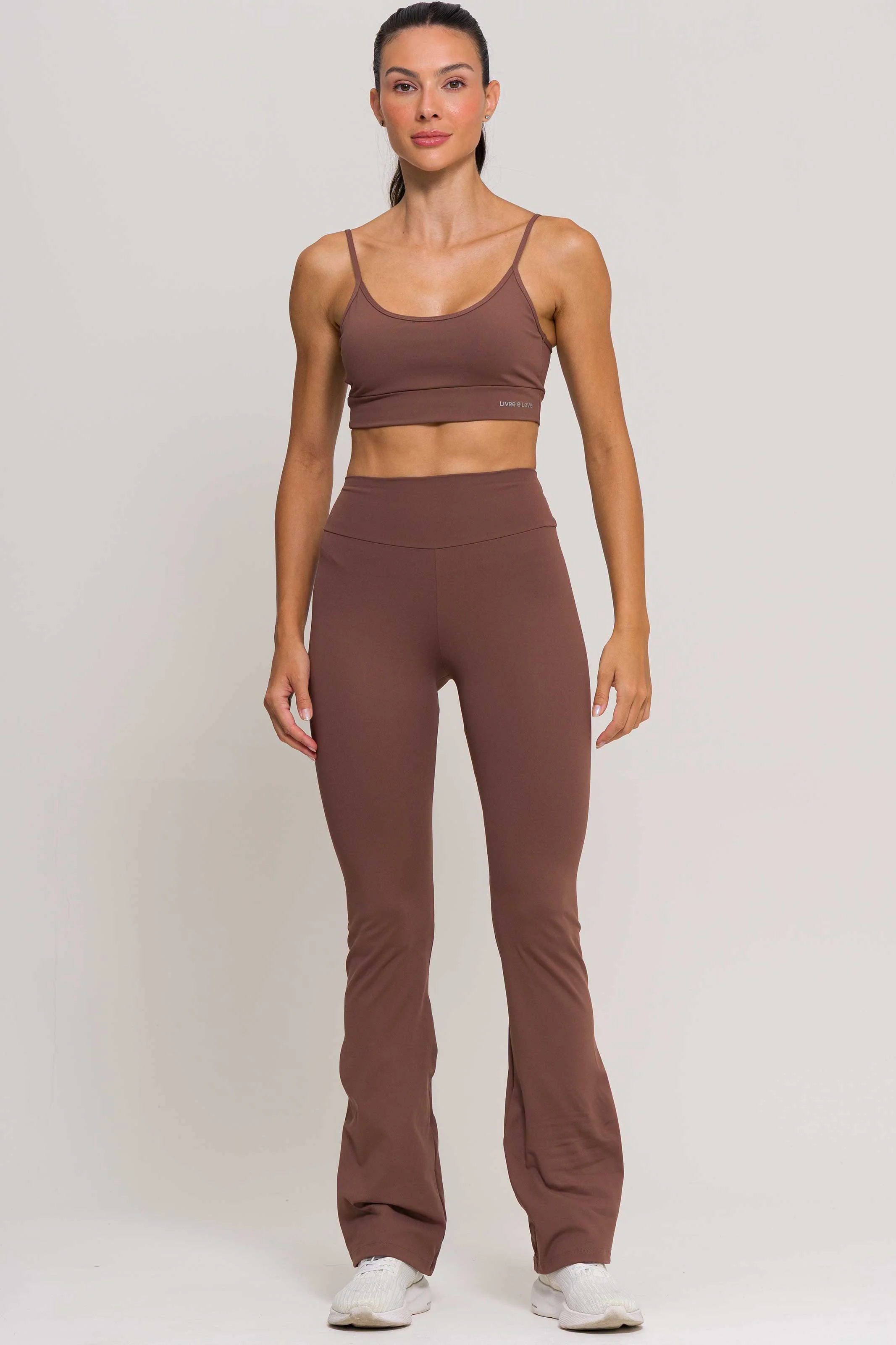 Calça Flare de Poliamida Marrom - Image 4