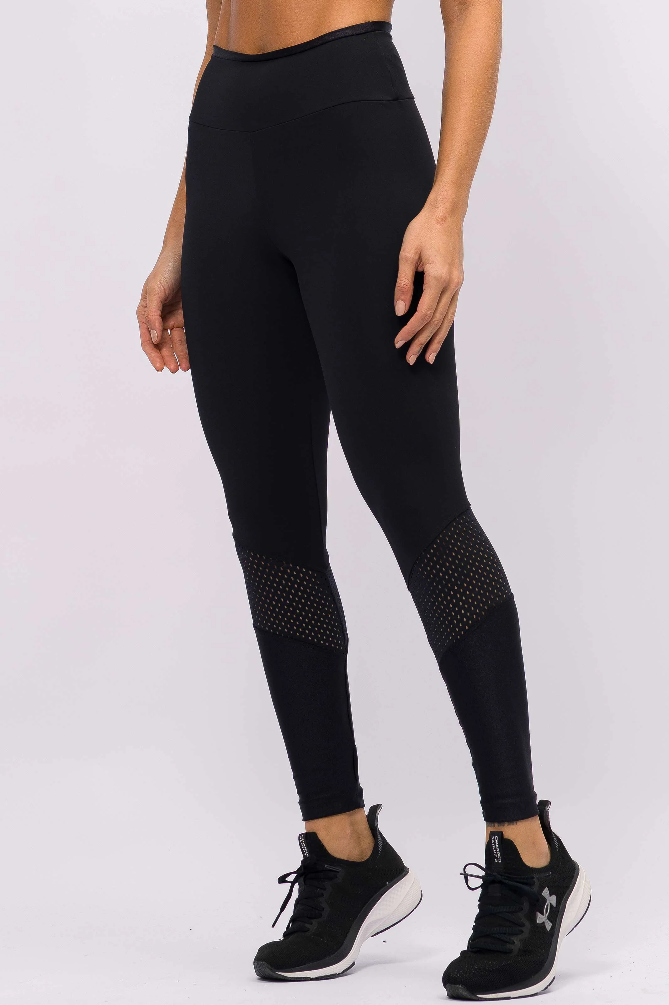 Legging com Recorte em Tela Preto - Image 3