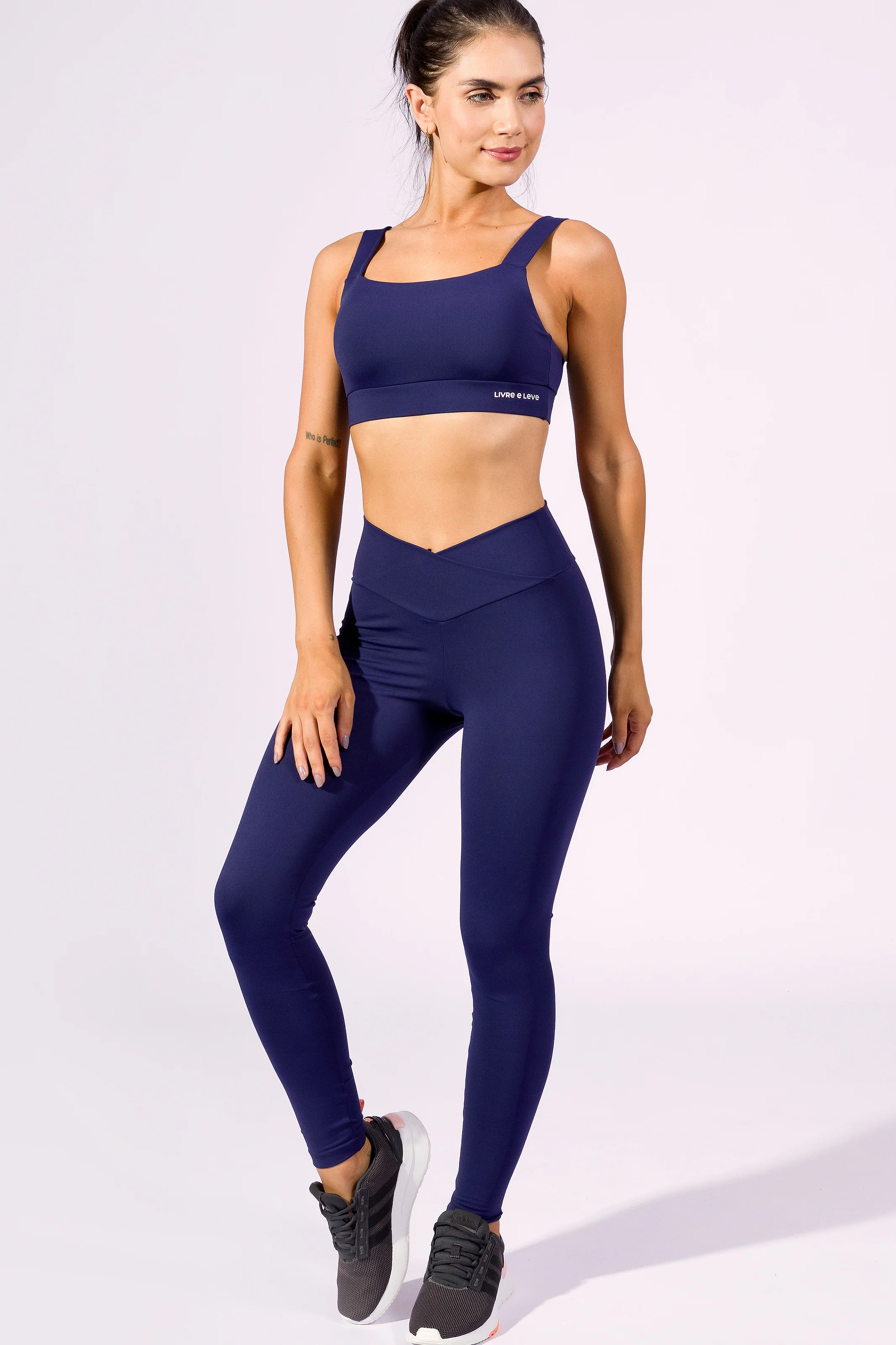 Legging com Cós Transpassado Marinho - Image 3