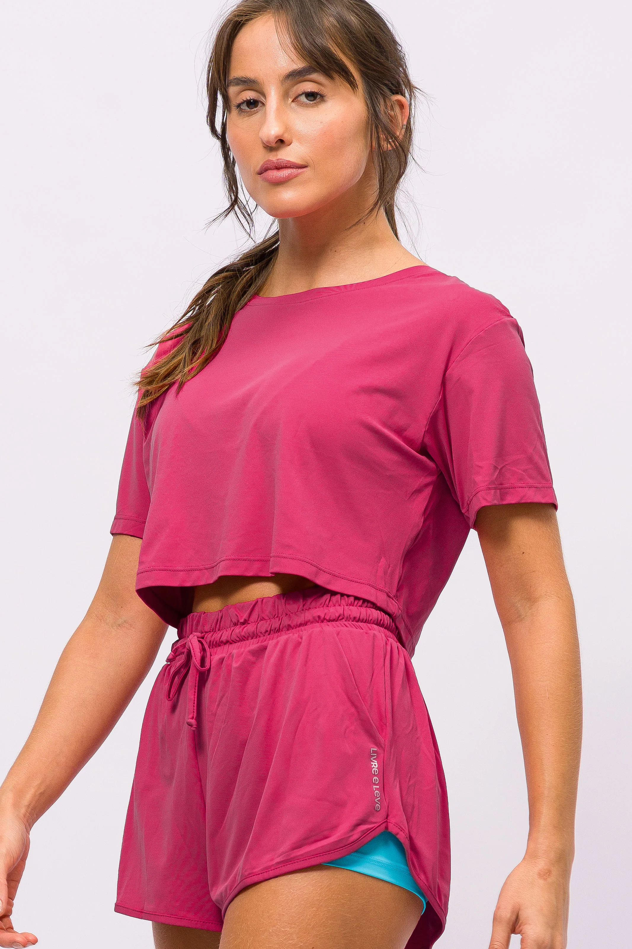 Short Arredondado de Poliamida com Bolso Rosa - Image 6