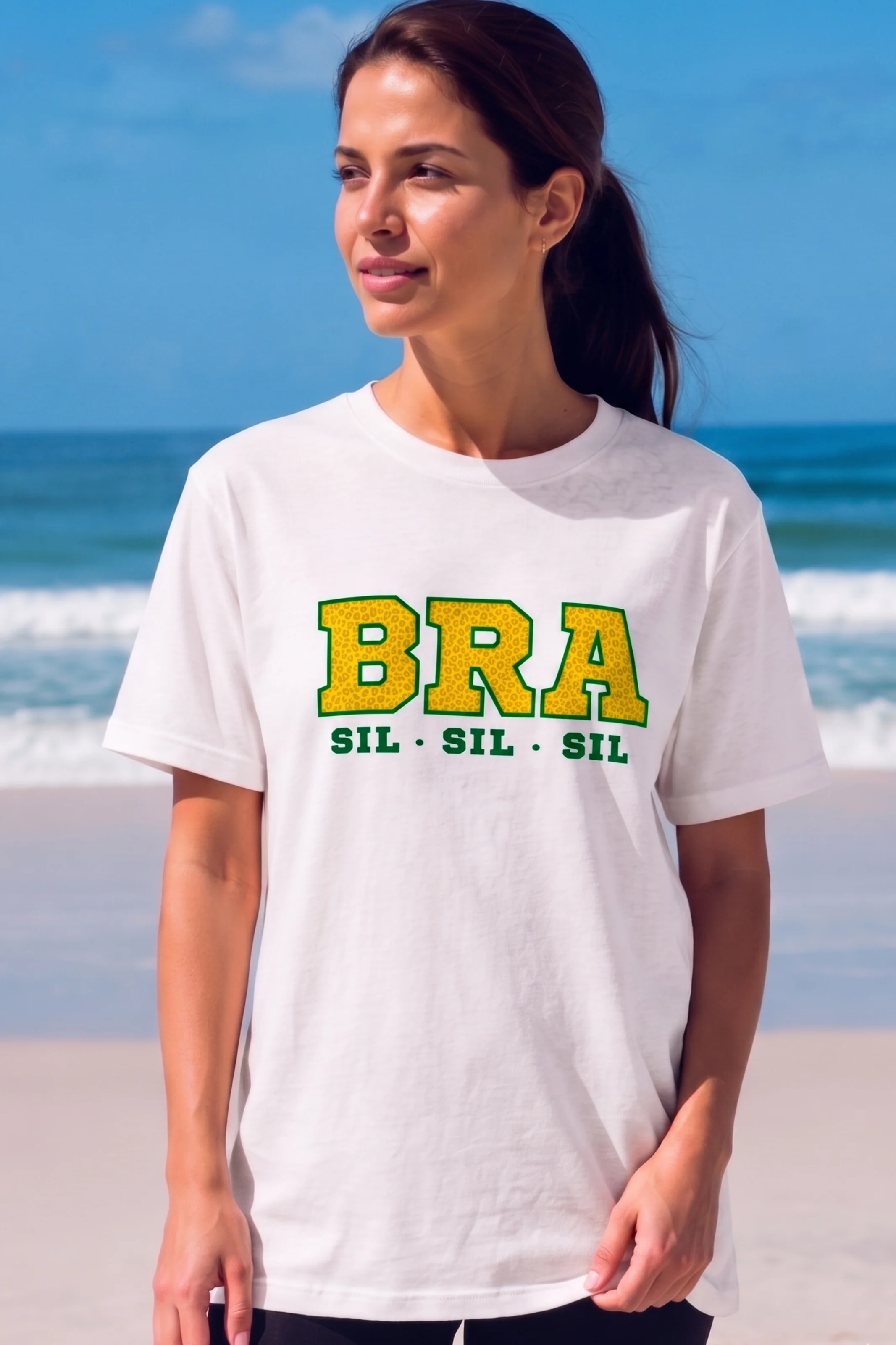T-Shirt Algodão Bra Sil Sil Sil Off White - Image 3