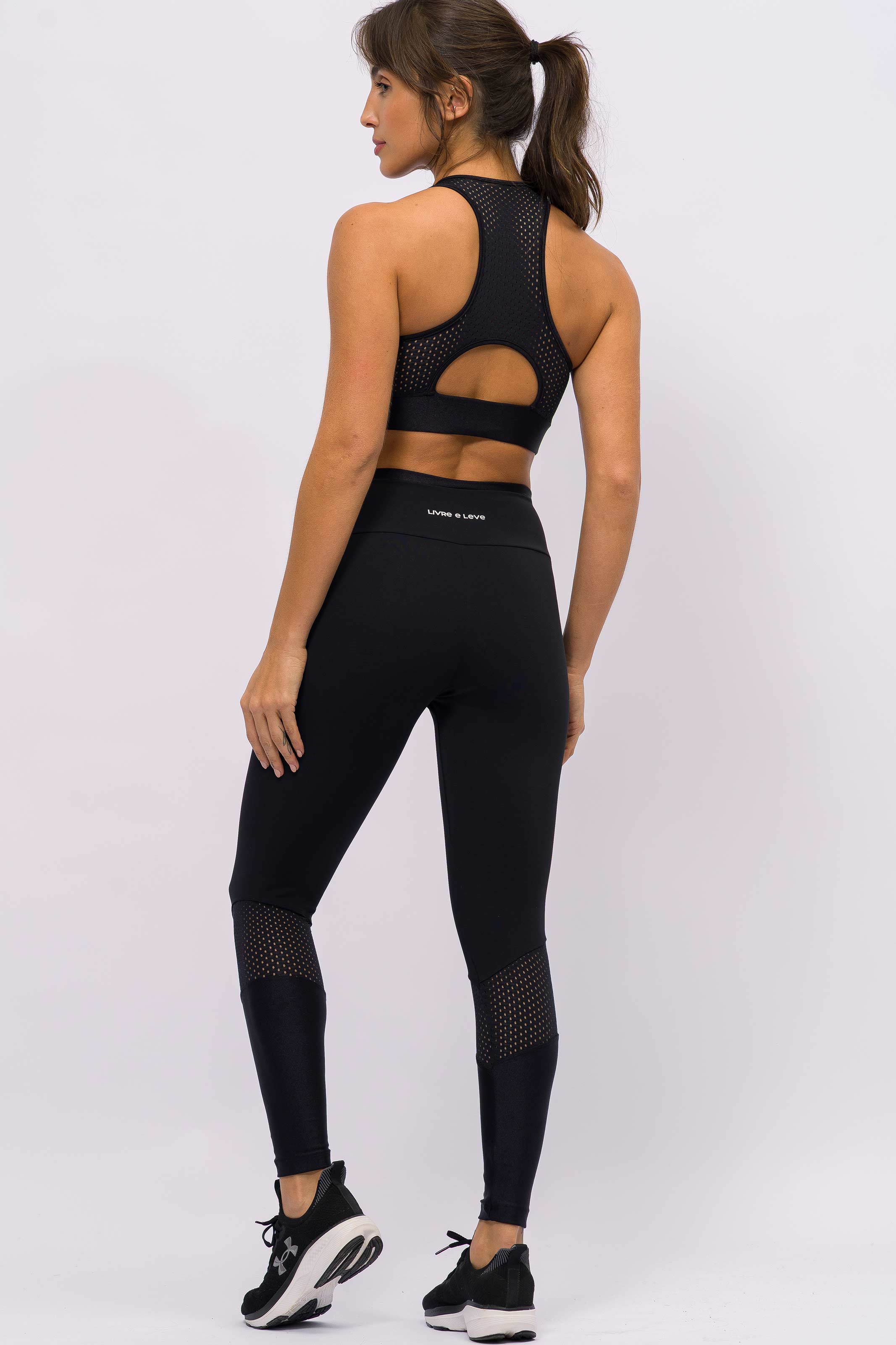 Top Nadador com Costas e Legging com Recorte em Tela Preto - Image 4
