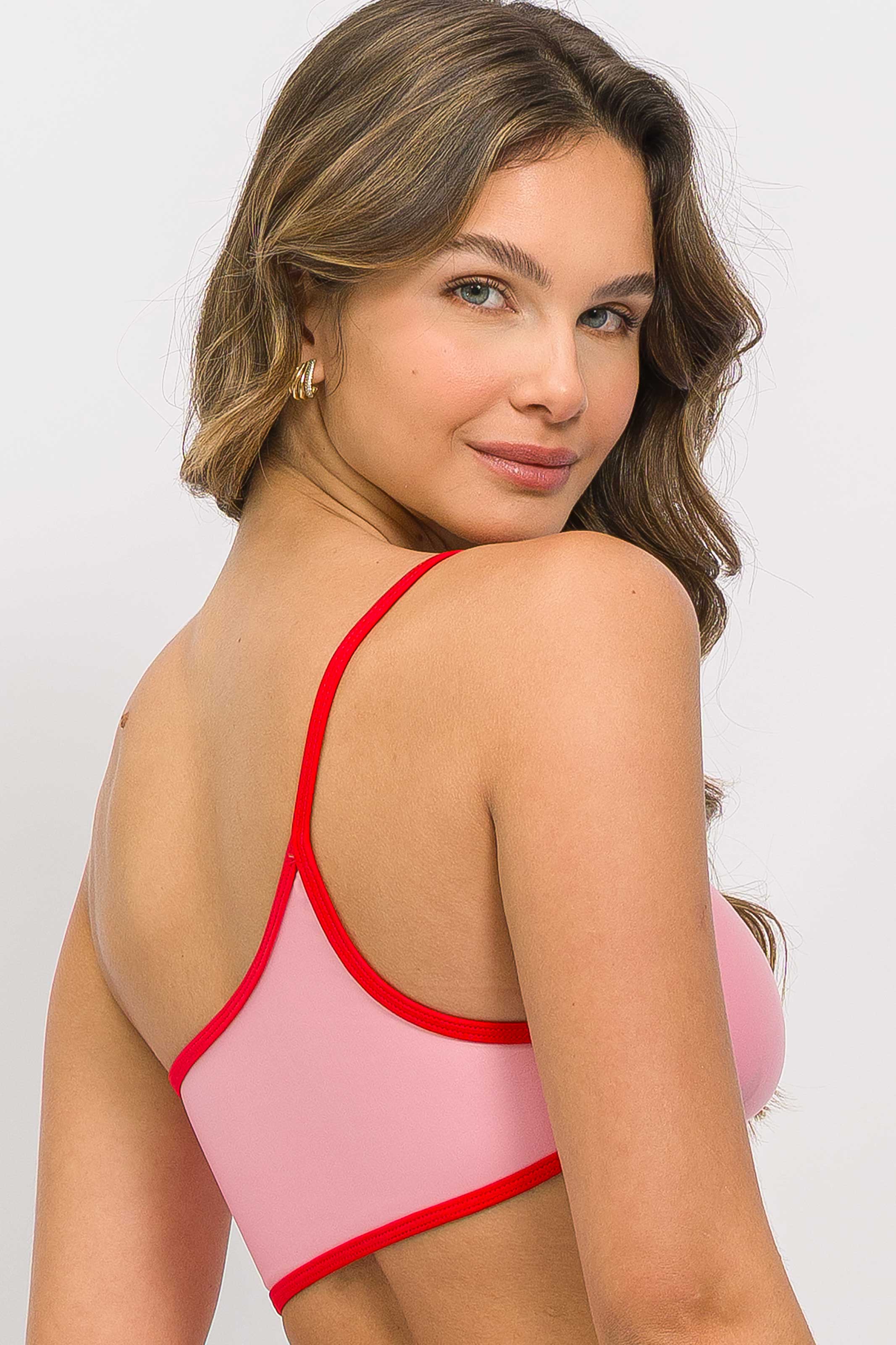 Top Ombro Só Rosa com Viés Vermelho - Image 2